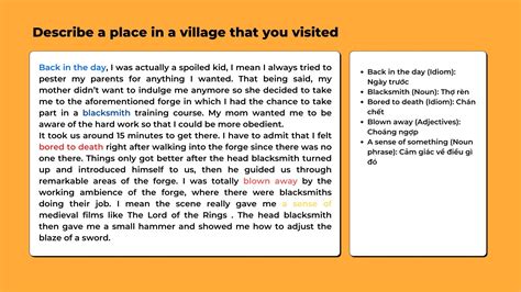 Describe a Place in a Village That You Visited .